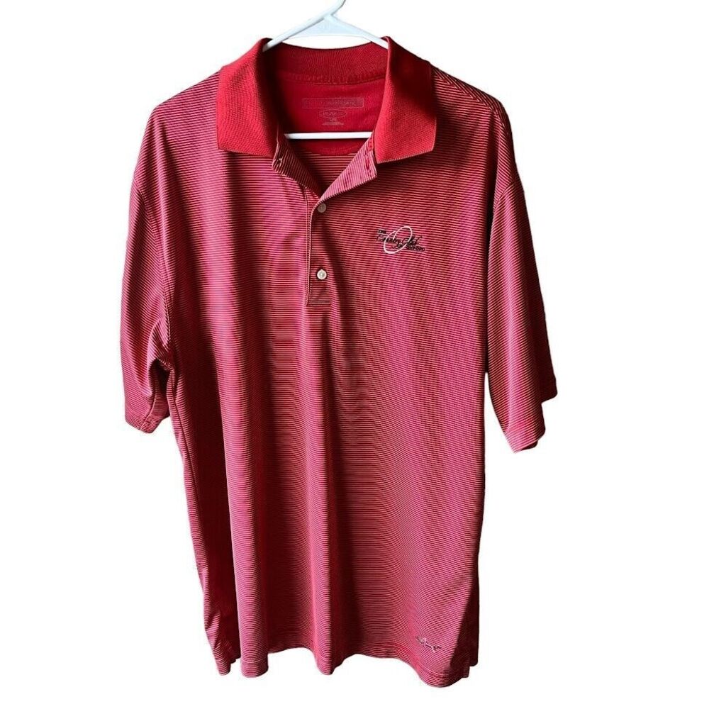 Greg Norman Polo Golf Shirt Play Dry Men's Large Short Sleeve Red Striped